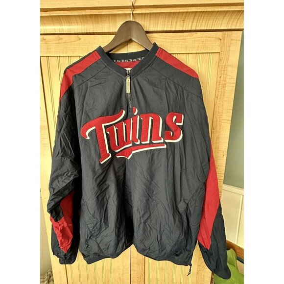 Majestic Minnesota Twins Jacket Navy Blue 1/4 Zip Pullover XL Men Vintage MLB - Picture 1 of 7